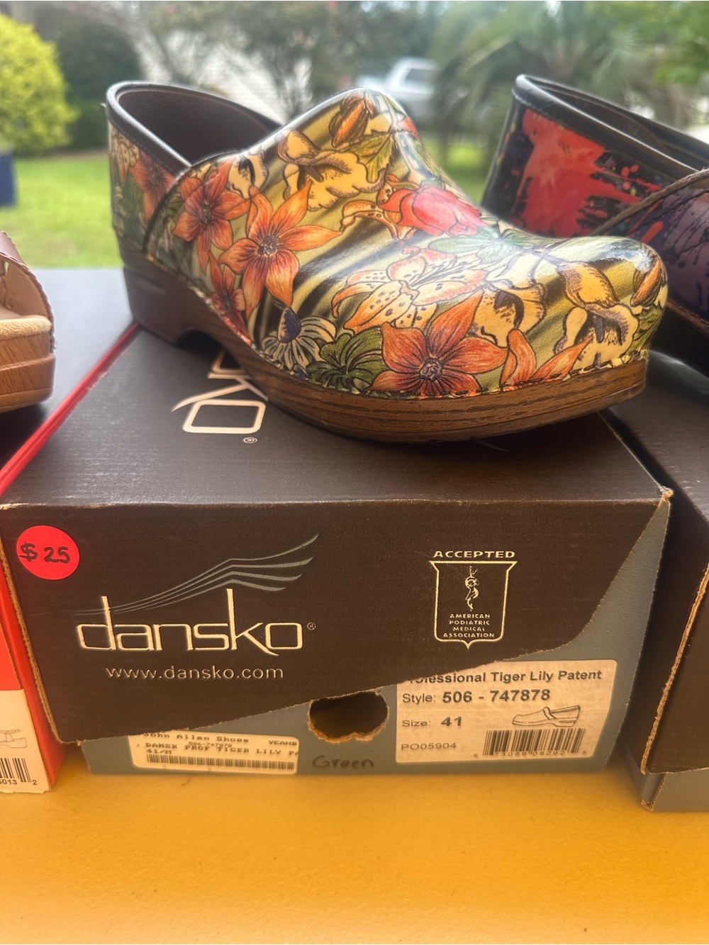 Dansko Kids Floral Clog in Yellow and Orange